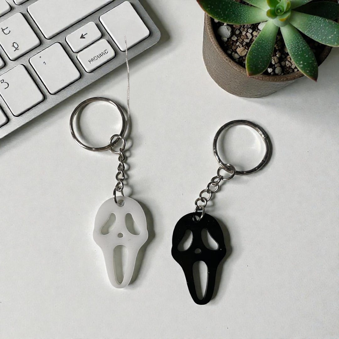 Ghost Face Holographic Keychain - Etsy