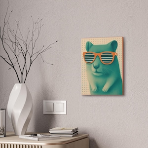 Cool Cat Canvas Art Print, Fun Wall Decor, Animal Lover Gift, Quirky Home Decor, Unique Artwork for Cat Owners