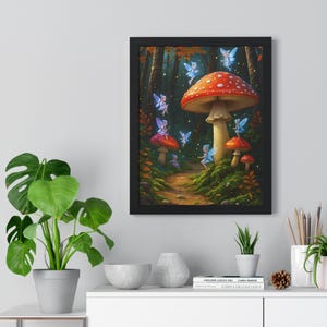 Enchanting Fairy Mushroom Poster, Whimsical Home Decor, Nature Inspired Wall Art, Magical Gift for Fairy Lovers, Nursery Wall Decoration