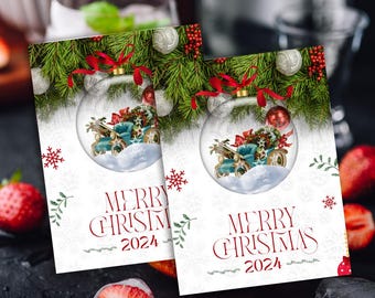 Biglietto di auguri di Natale moderno, biglietto di auguri contemporaneo, biglietto di Natale minimalista, biglietto stagionale alla moda, elegante decorazione natalizia