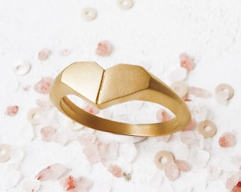 Origami Heart Ring - Pre Order , Statement Ring, Origami Ring, Gold Ring, Love Ring, Valentines Heart Ring, Friendship Ring,