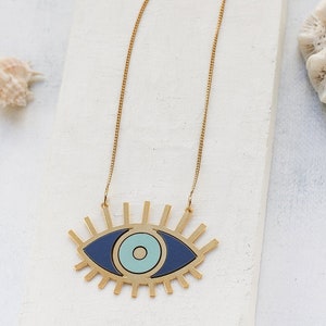 Long Oracle Necklace, Eye Charm, Eye Pendant, Evil Eye Necklace, Evil Eye Charm, Eye Jewelry, Protection Necklace, Protection Jewelry 212