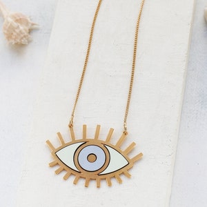 Long Oracle Necklace, Eye Charm, Eye Pendant, Evil Eye Necklace, Evil Eye Charm, Eye Jewelry, Protection Necklace, Protection Jewelry 247