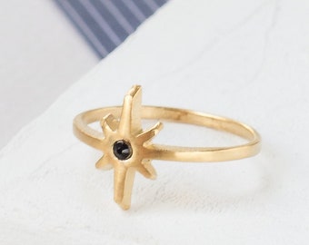 Stainless Steel Gold Color Plated Matte Finished Star Comet Fancy Ring Stainless Steel Gold Color Plated Matte Finished Star Comet Fancy Ring