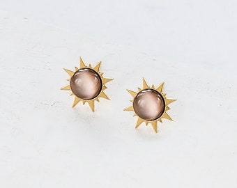 Sol Post Earrings, Stud Earrings, Acrylic Stone Jewelry, Sun Earrings