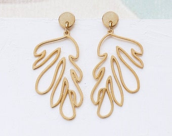 Matisse Earrings, Botanical Earrings, Elegant Earrings, Simple Earrings, Gold Earrings, dangling earrings,