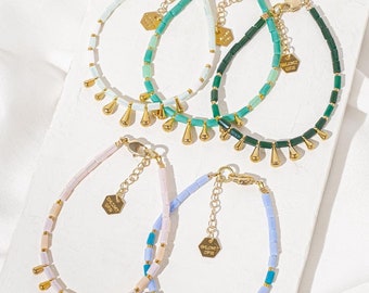 Bracelet karma, bracelet de perles, bracelet à breloques, bracelet de perles de verre, bracelet coloré, bracelet délicat, bracelet bohème