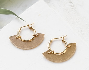 Amari Earrings, Gold Hoop Earrings, Small Hoop Earrings,  Geometric Hoop Earrings, Gold Hoops, Moon shaped Hoops,