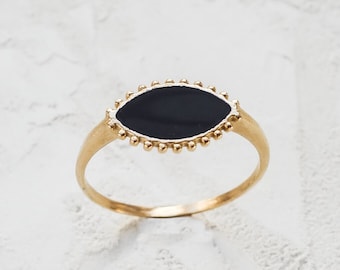 Nia Ring, Delicate fan ring, Ethnic Gold Ring, Natural Stone Ring, Boho Ring, Bohemian Ring, Enamel element,