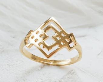 Solid Gold Mirador Ring, Solid Gold Rings, Engagement Rings, Promise Rings, Handmade Jewelry, Geometric Rings, Elegant Rings, 14K Rings