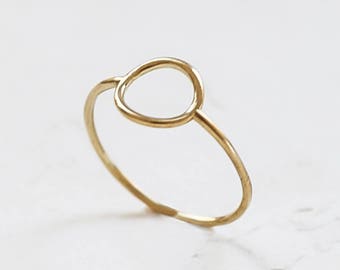 Hollow Circle Ring, Gold Geometric Ring, Gold Circle Ring, Dainty Minimalist Ring, Stacking Ring, Geometric Jewelry, Boho Ring,