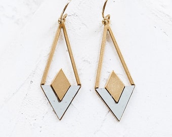 Arya Earrings, Formica Post Earrings, Geometric Earrings, Formica Jewelry, Chevron Shaped Studs, Diamond Shaped Earrings, Dangle Earrings