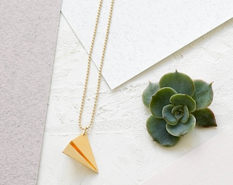 Paper Plane Necklace in Gold,  Origami Necklace, Paper Inspired Necklace, Planes Lovers Gift, Adventure Jewelry, Travellers Gift