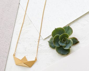 Long Paper Boat Necklace , Ocean Inspiration, Nautical Theme, Origami Necklace, Paper Boat Necklace, Sea Lovers, Sail Necklace,