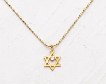 Star of David Necklace with crystal, Israeli Jewelry, Charm Necklace, Star of David Jewelry, Star of David Charm