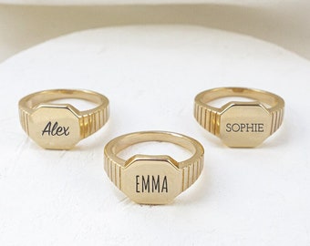 Custom Engraved Pinky Ring, Personalized Signet ring, Monogram Signet Ring, Personalized Name Ring, Initial Ring