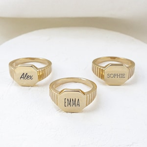 Custom Engraved Pinky Ring, Personalized Signet ring, Monogram Signet Ring, Personalized Name Ring, Initial Ring Gold