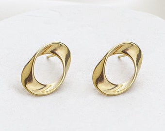 Camilla Earrings, Gold Oval Ear Posts, Oval Stud Earrings, Oval Post Earrings,