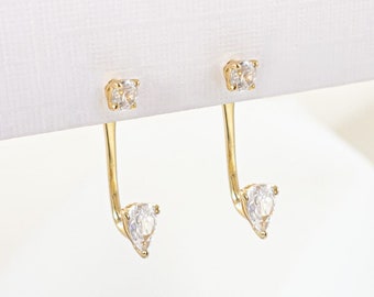 Serena Ear Jackets, Trendy Earrings, Ear Jackets, Zircon Earrings, Two Parts Earrings, Crystal Jewelry