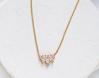 Serena Necklace, Minimal Necklace, Classic Necklace, Zirconia Stones Jewelry