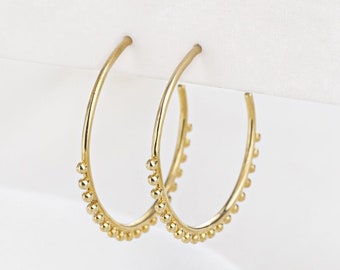 Sphere Earrings, Hoop Earrings, Gold And Silver Plated, Classic Hoop Earrings, Large Hoop Earrings