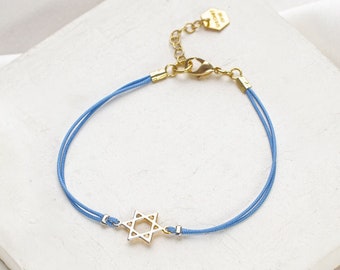 Star of David on String Bracelet, Israeli Jewelry, Stackable Bracelet, Star of David Jewelry, Star of David Charm