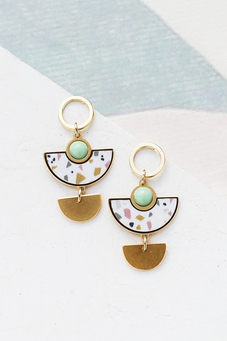 Muse Earrings, Terrazzo Pattern, Terrazzo Earrings, Terrazzo Pendant, Formica Pendant, image 2