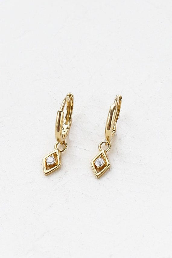 Alaia Hoop Earrings, Dainty Hoop Earrings, Pendant Hoop