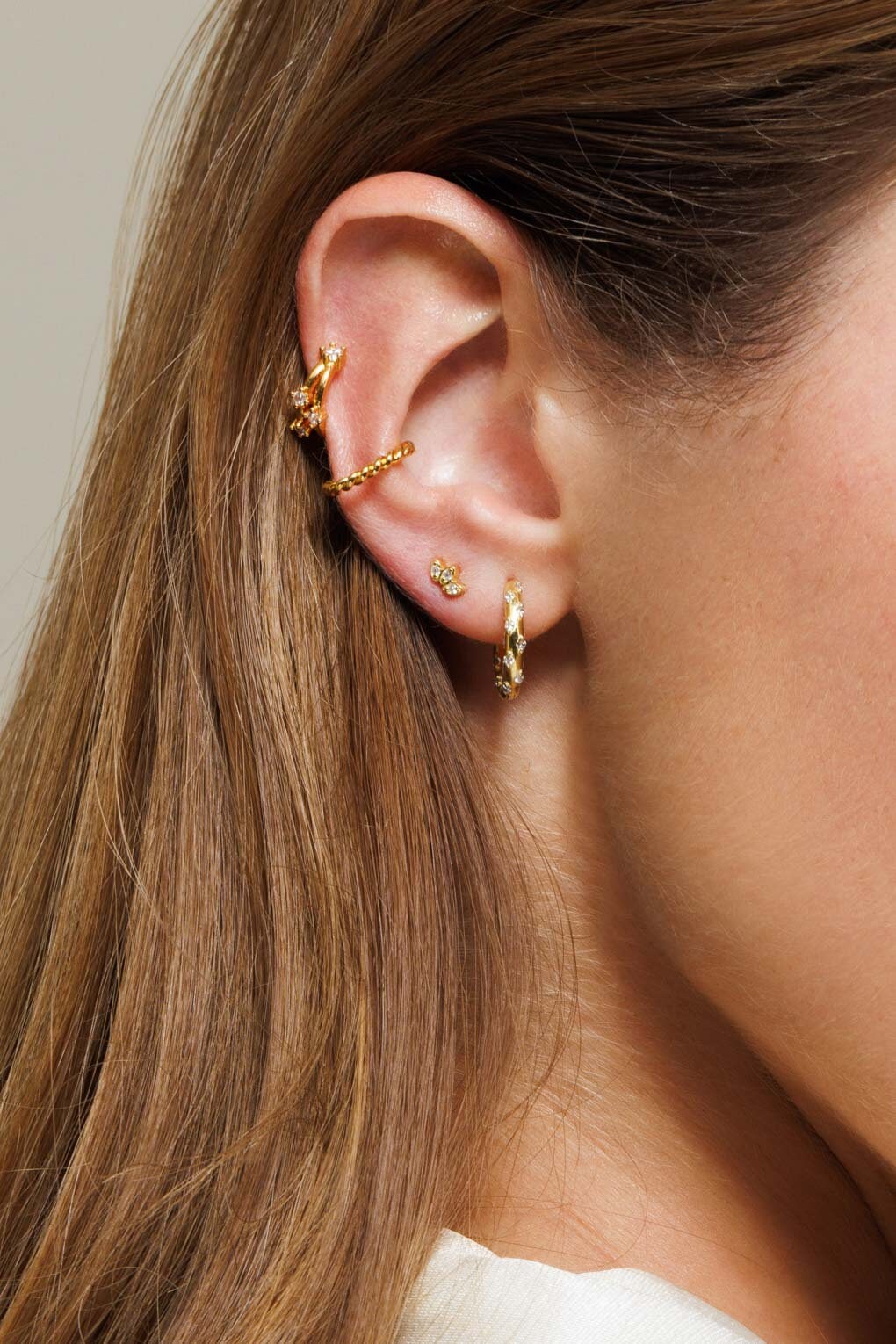 ★MIDNIGHT MOMENT.★ hole hoop earring mix Invisible Set Baguette Diamond Eternity Hoop Earring | MARIA