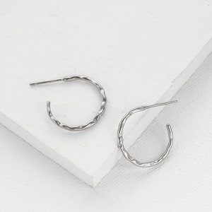 Spring Earrings, Hoop Earrings, Hammered Texture image 2