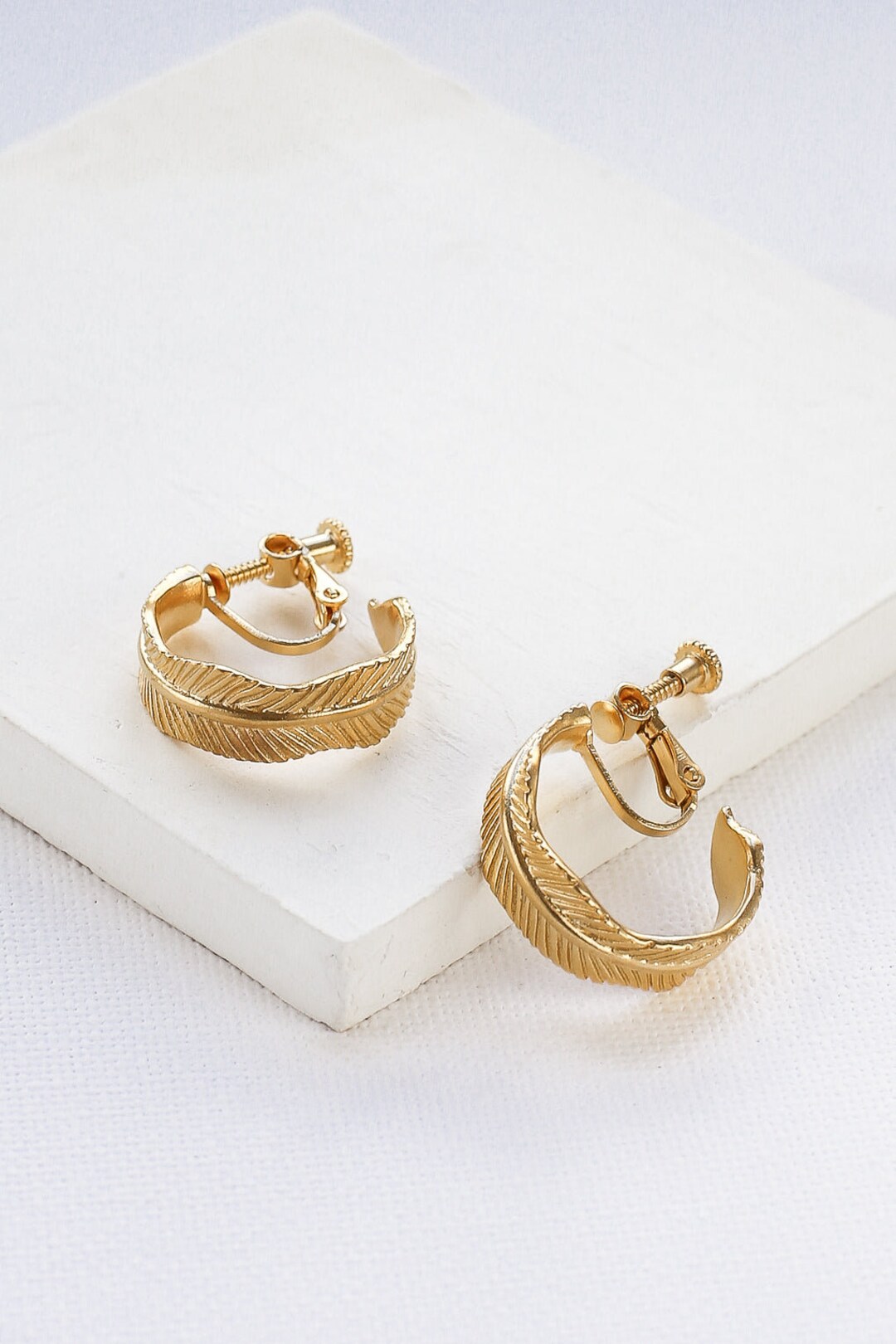 Sage Clip-on Earrings, Big Hoop Earrings, Minimalist Earrings, Elegant ...