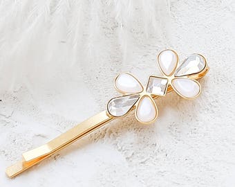 Carola Hair Pin, Bridal Hair Pin, Bridal Hair Piece, Wedding Hair Jewelry, Swarovski Hair Pin, Gold Hair Pin, Bridal Bobbypins,