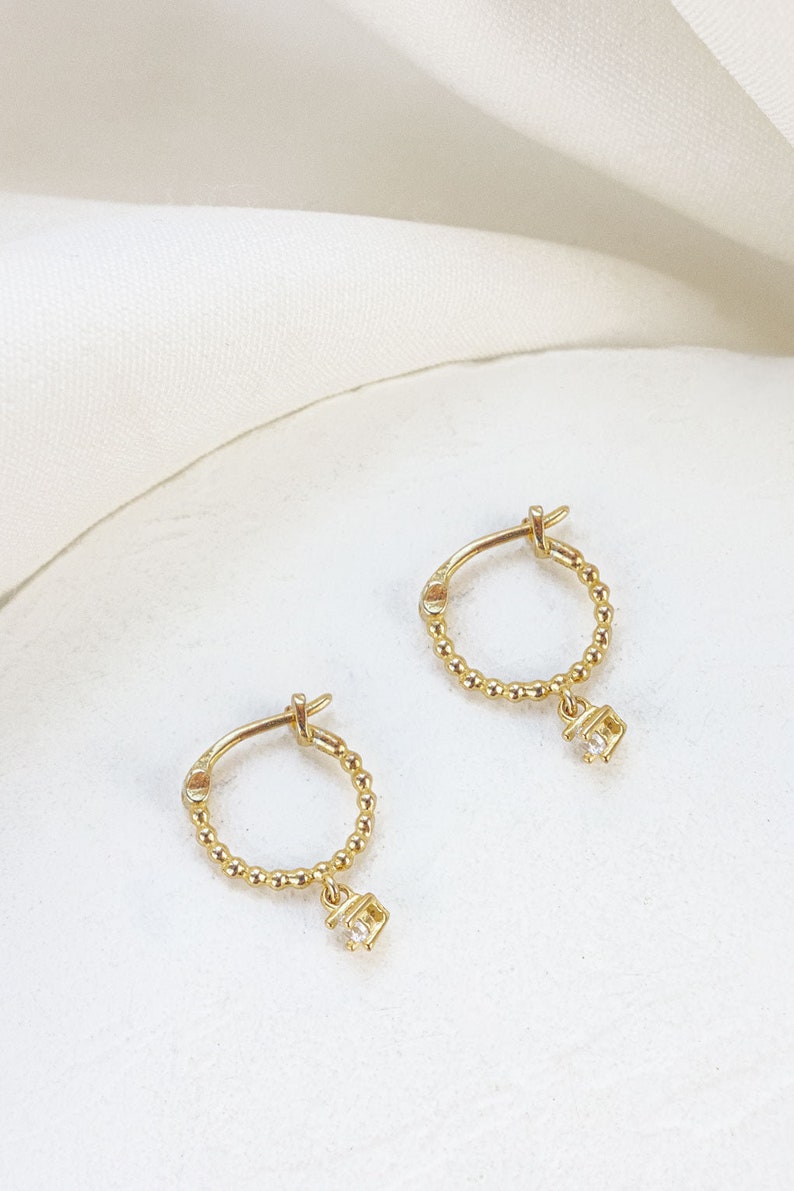 Small Madison Earrings, Hoop Earrings, Trendy Earrings, Classic Earrings, Zirconia Stones Jewelry gold