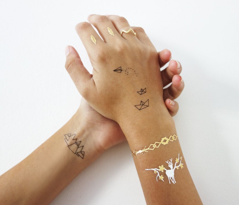 Temporary Tattoos Metallic Tattoos Designed by Shlomit Ofir Etsy