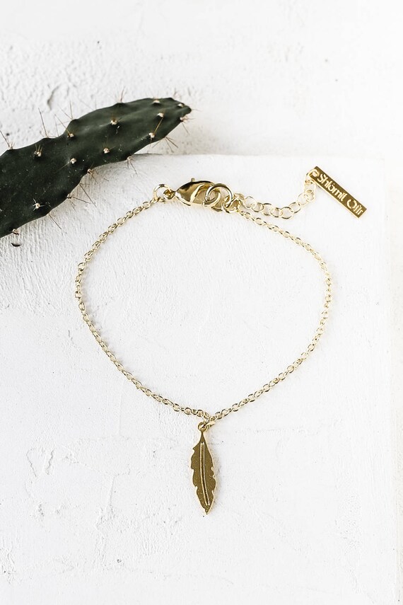 Tiny Feather Bracelet Minimalist Charm Jewelry Girls Children