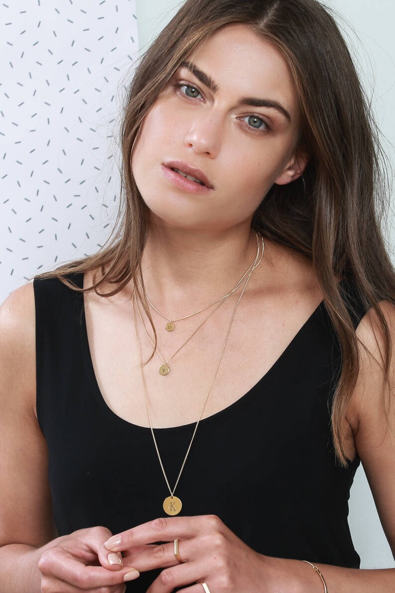 Name Necklace Tiny Monogram Necklace Gold Monogram Initial Necklace Custom Engraved Tiny Disc Necklace Personalized Disc Necklace
