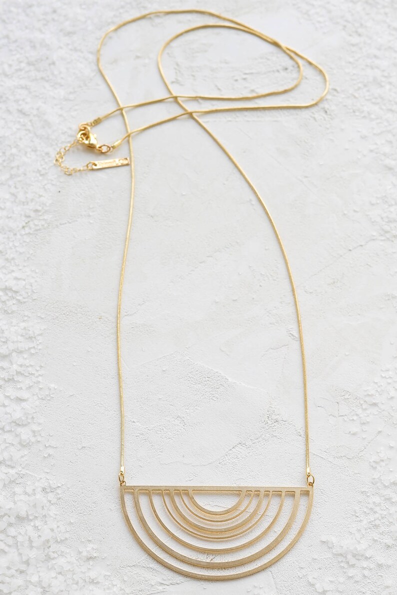 Dawn Necklace Half Circle Necklace Signature Necklace Etsy