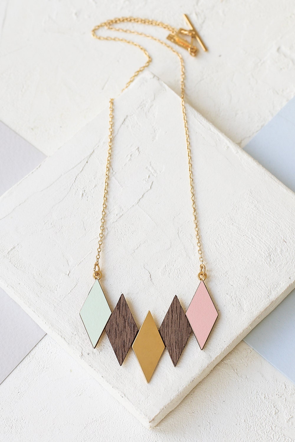 Oslo Necklace Geometric Necklace Scandinavian design Veneer Etsy