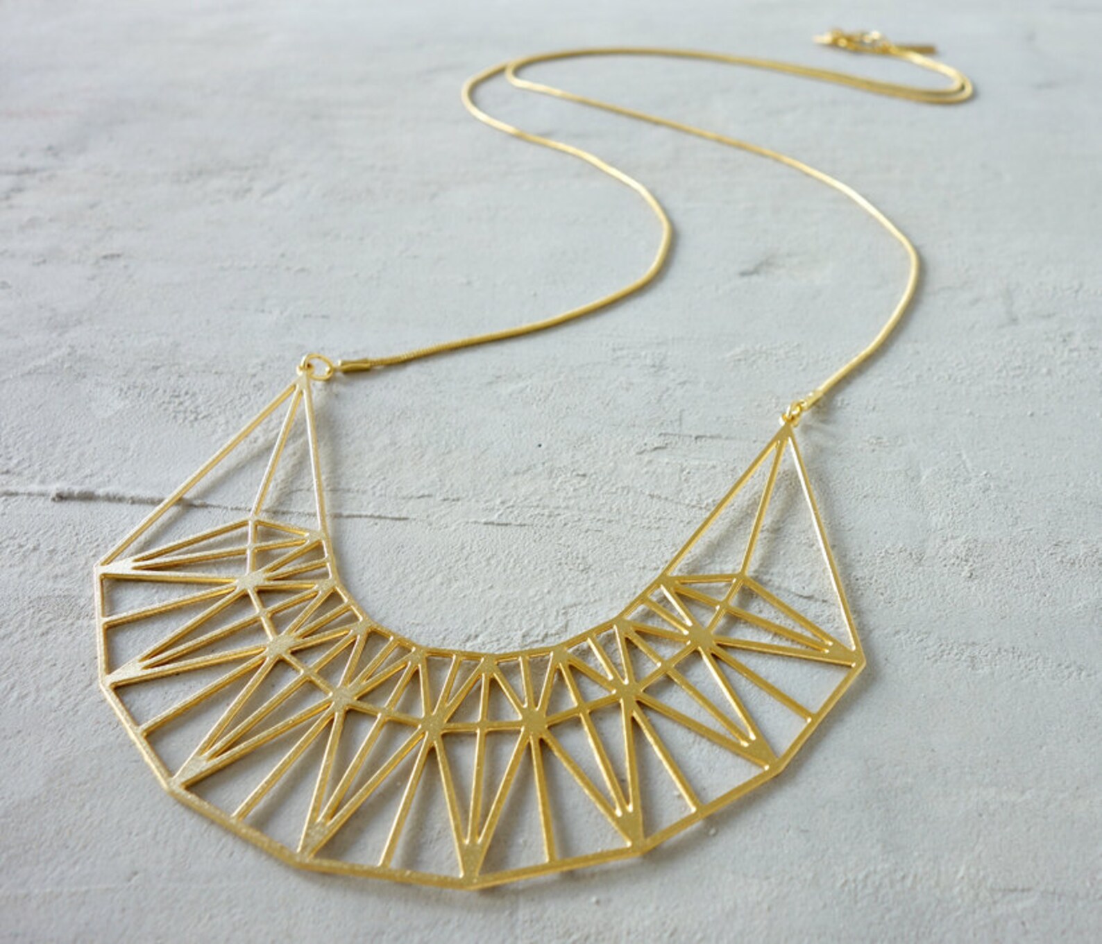 Long Golden Gate Necklace Geometric Necklace Signature Etsy