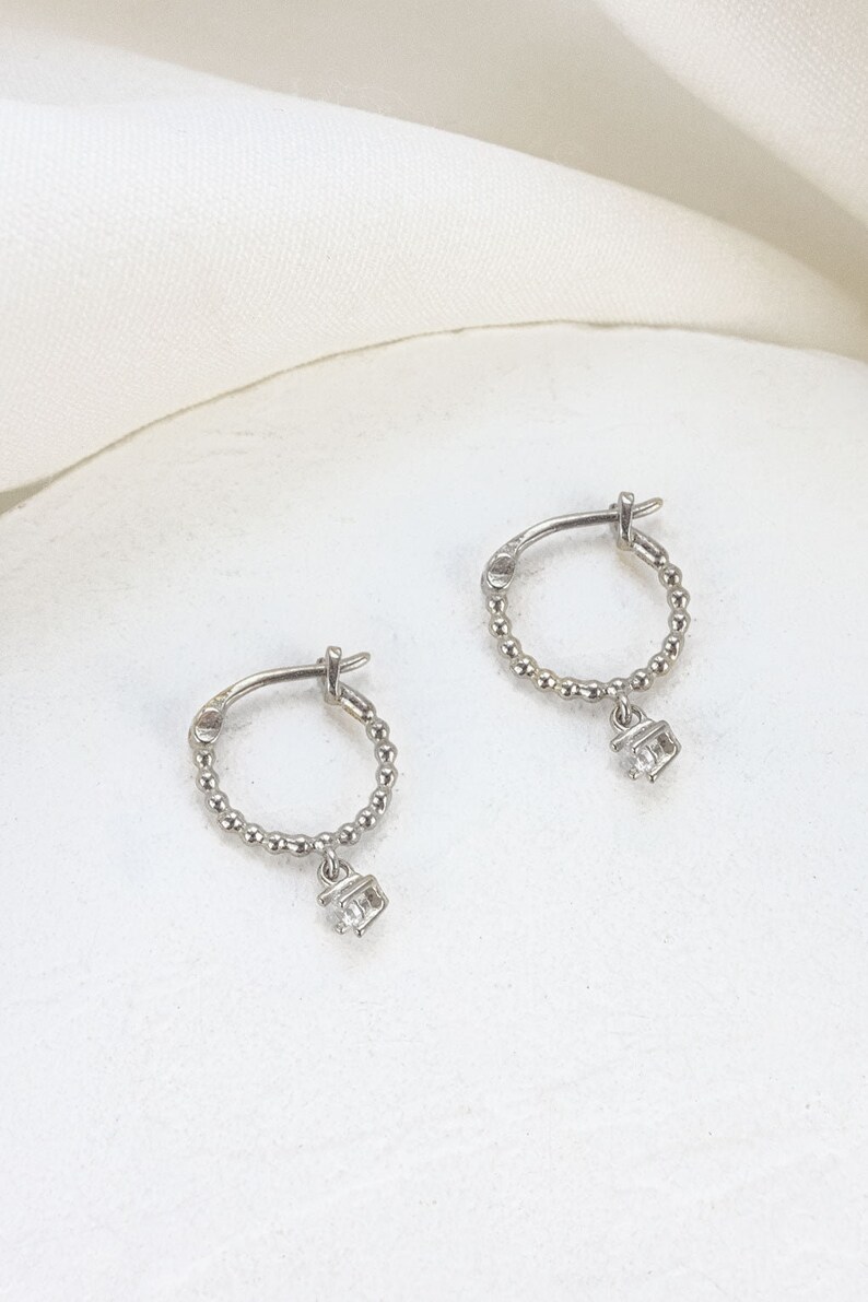 Small Madison Earrings, Hoop Earrings, Trendy Earrings, Classic Earrings, Zirconia Stones Jewelry silver