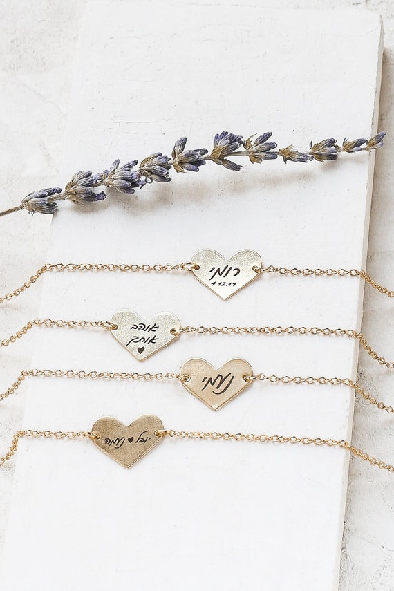Engraved Heart Slider Bracelet Womens Girls Personalised Jewellery Birthday  Gift | eBay