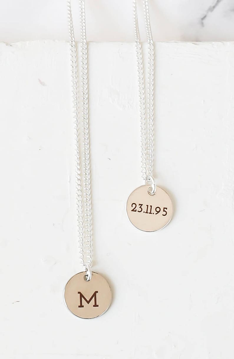Name Necklace Tiny Monogram Necklace Gold Monogram Initial Necklace Custom Engraved Tiny Disc Necklace Personalized Disc Necklace