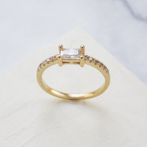 Gabrielle Ring, Zircons Ring, Stacking Ring, Dainty Ring, Thin Ring With Zircons