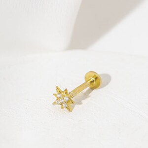Mystic Piercing Earring, Star Piercing, Post Earrings, One Piercing, Zirconia Stones Earrings