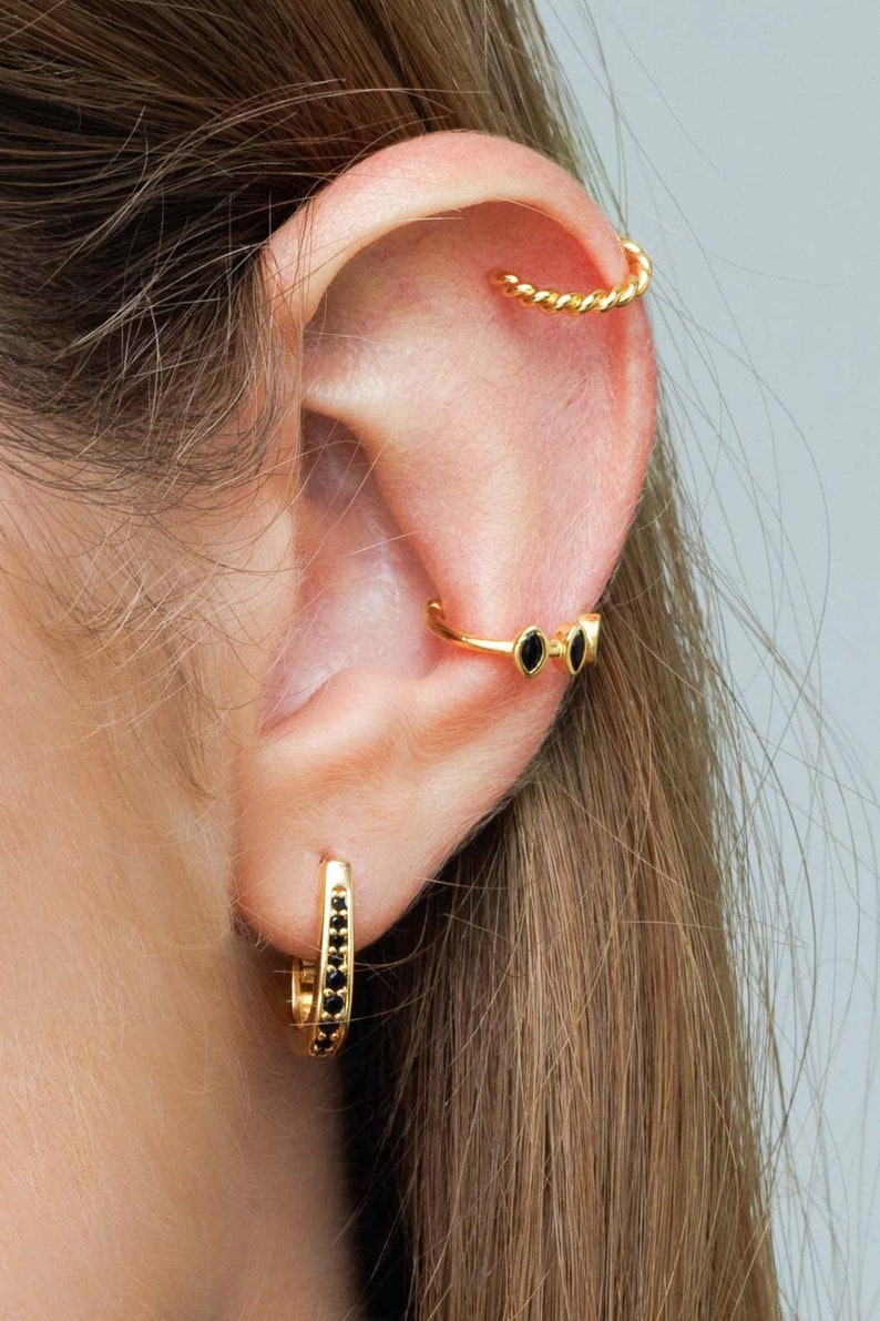 Juliette Ear Cuff, Non Pierced Earring, Small Zirconia Stones, Single Cuff Earring, Helix Hoop image 2