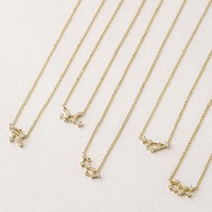 Zodiac Necklace, Constellation Necklace, Dainty Zodiac Necklace,  Cubic Zirconia Necklace, Zodiac Birth Sign Choker Necklace
