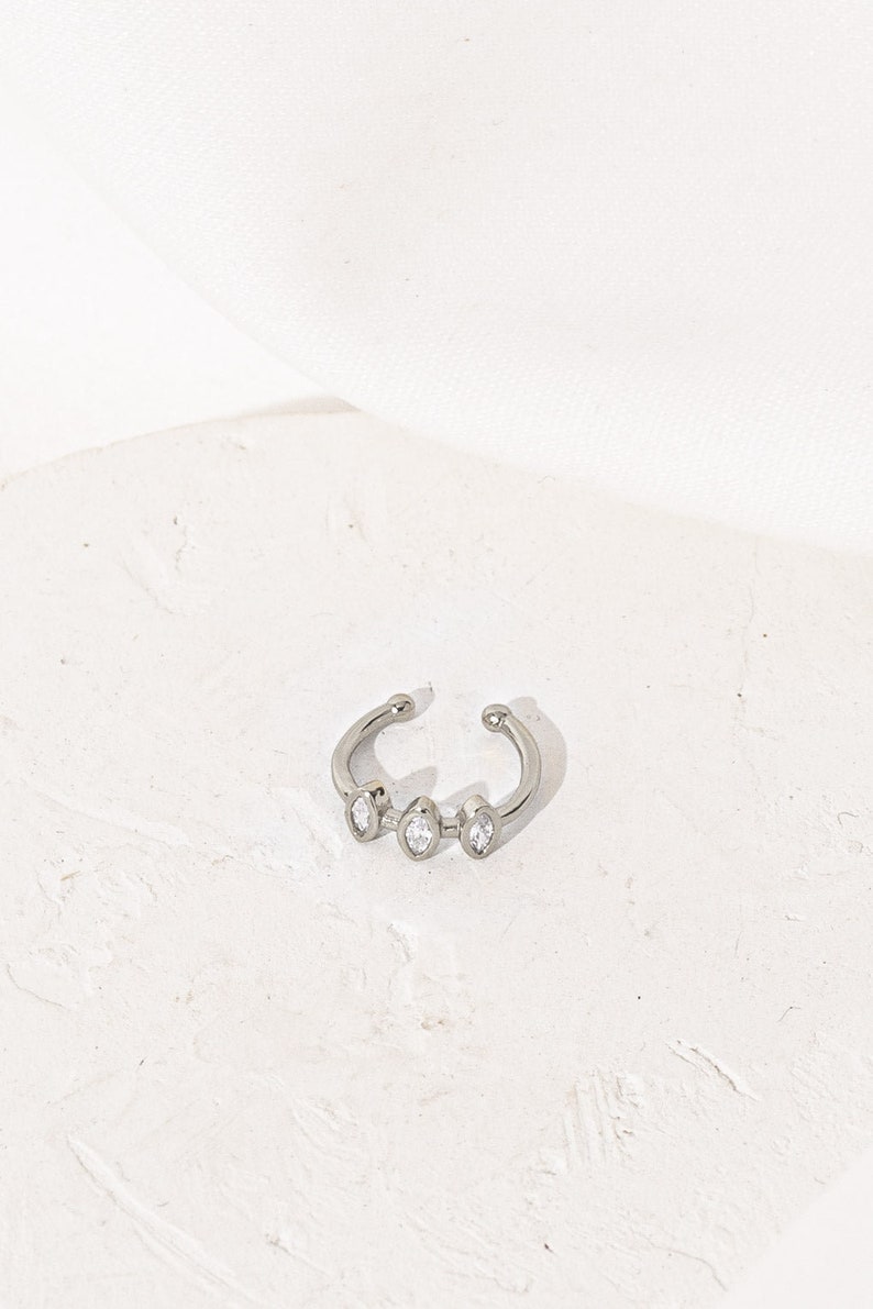 Juliette Ear Cuff, Non Pierced Earring, Small Zirconia Stones, Single Cuff Earring, Helix Hoop image 8