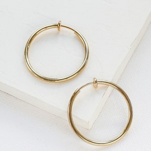 25 mm Clip-On Hoop Earrings, Hoop Earrings, Minimalist Earrings, Simple Earrings gold