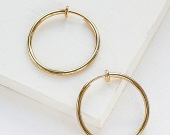 25 mm Clip-On Hoop Earrings, Hoop Earrings, Minimalist Earrings, Simple Earrings