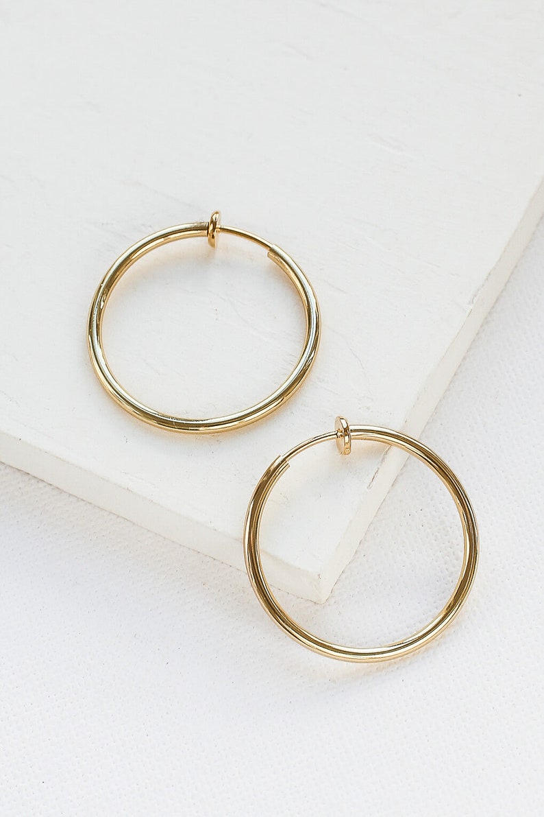 25 mm Clip-On Hoop Earrings, Hoop Earrings, Minimalist Earrings, Simple Earrings gold